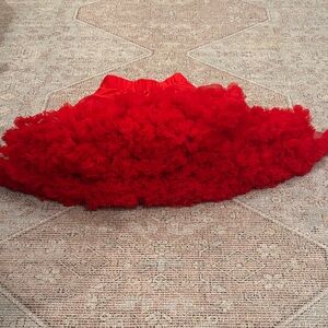 Elegant Red Ruffled Skirt